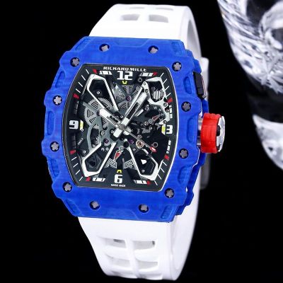 RICHARD MILLE Skull Replica RM35-03  Blue Quartz Fiber Rubber Strap Watch richard mille skull watch